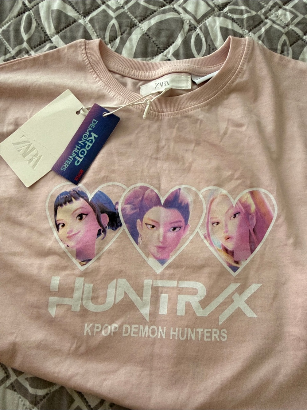Zara Kids Light Pink 'HUNTRX K-Pop Demon Hunters' Graphic Tee